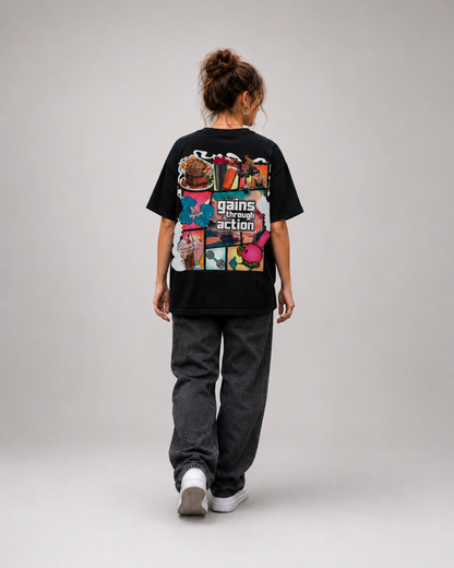 GAINS THROUGH ACTION Oversized Shirt (Backprint) - Unisex