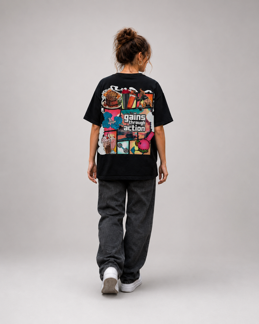 GAINS THROUGH ACTION Oversized Shirt (Backprint) - Unisex